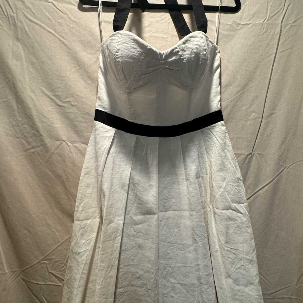 bebe Halter (or Strapless) White Dress with Black Accents